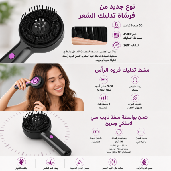 مشط المساج وتوزيع السيروم والعلاج بالاشعة من FELMAR BEAUTY
